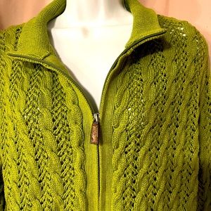Liz Claiborne Green Convertible Cable Sweater